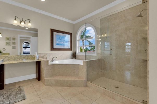 Bathroom, Glass Shower, Interior, Recessed Lighting