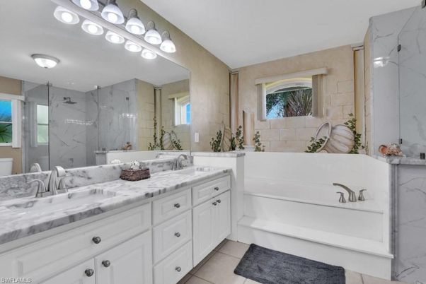 Bathroom, Dual Sink Vanities, Interior, Marble Walls