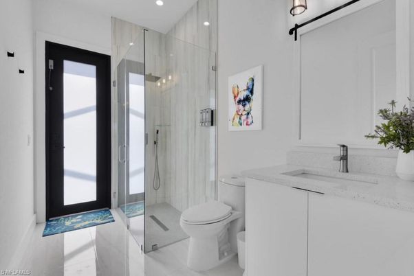 Bathroom, Glass Shower, Interior, Recessed Lighting