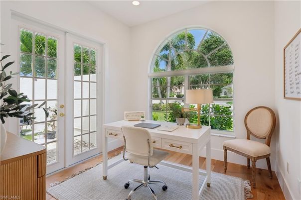Home Office, Interior, Recessed Lighting, Wood Texture Flooring