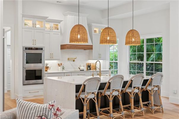 Interior, Kitchen, Pendant Lights, Stainless Steel Appliances, Wood Texture Flooring