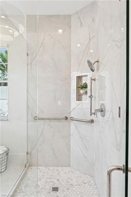 Bathroom, Glass Shower, Interior, Marble Walls