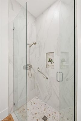 Bathroom, Glass Shower, Interior, Marble Walls