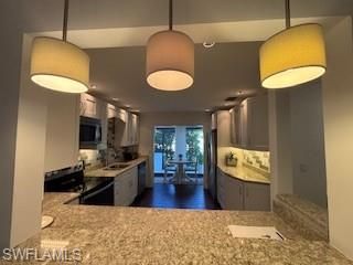 Interior, Kitchen, Pendant Lights, Wood Texture Flooring