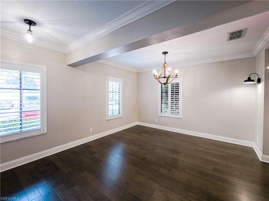 Chandelier, Empty room, Interior, Wood Texture Flooring