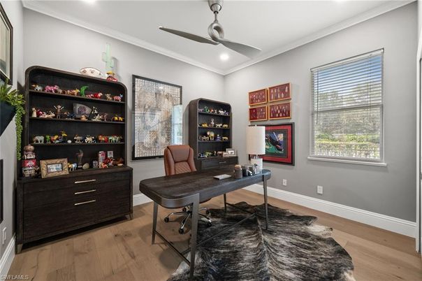 Home Office, Interior, Recessed Lighting, Wood Texture Flooring