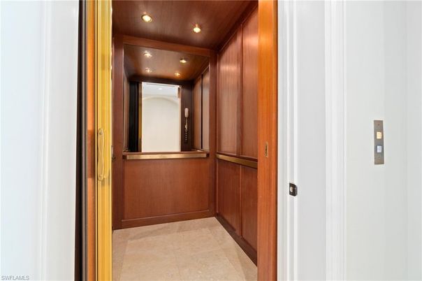 Elevator, Interior, Recessed Lighting, Wooden Ceilings, Wooden Walls