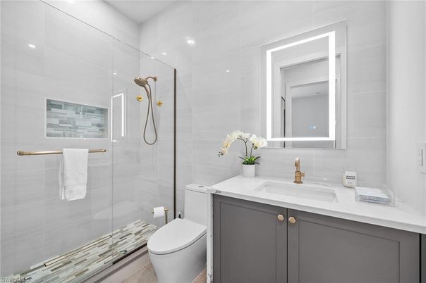 Bathroom, Glass Shower, Interior, Recessed Lighting