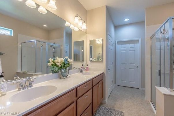 Bathroom, Dual Sink Vanities, Glass Shower, Interior, Recessed Lighting