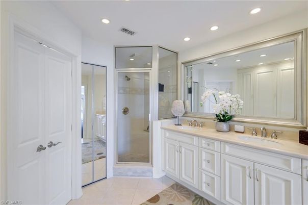 Bathroom, Dual Sink Vanities, Glass Shower, Interior, Recessed Lighting