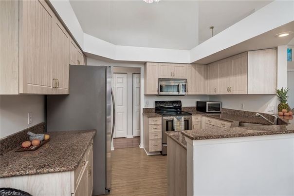 Interior, Kitchen, Recessed Lighting, Wood Texture Flooring