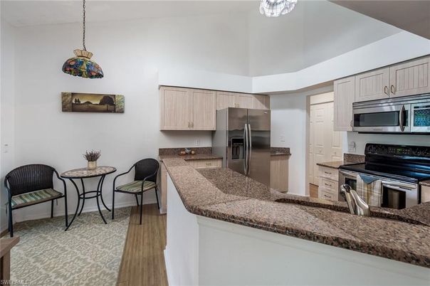 Interior, Kitchen, Pendant Lights, Stainless Steel Appliances, Wood Texture Flooring