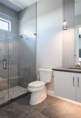 Bathroom, Glass Shower, Interior, Pendant Lights