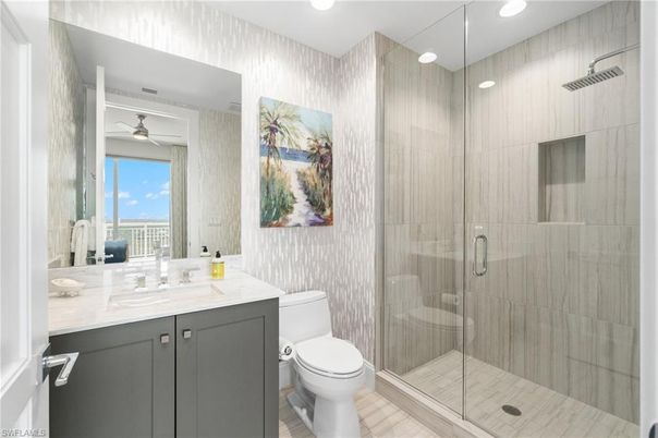 Bathroom, Glass Shower, Interior, Recessed Lighting