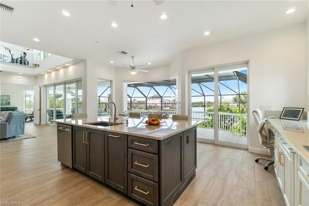 Glass Ceilings, Interior, Kitchen, Recessed Lighting, Sun Room, Wood Texture Flooring
