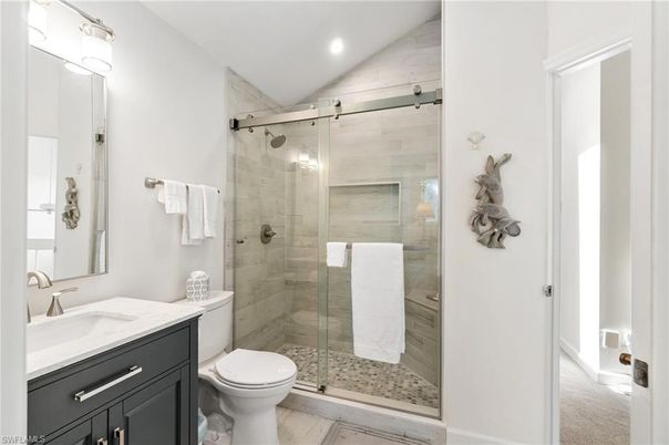 Bathroom, Glass Shower, Interior, Recessed Lighting