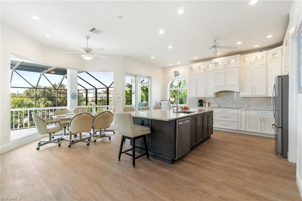 Dining room, Glass Ceilings, Interior, Kitchen, Recessed Lighting, Sun Room, Wood Texture Flooring