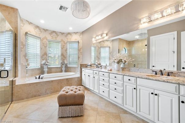 Bathroom, Dual Sink Vanities, Glass Shower, Interior, Recessed Lighting