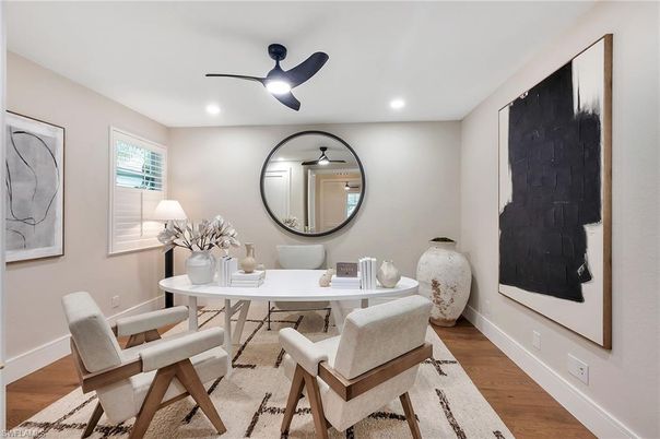 Home Office, Interior, Recessed Lighting, Wood Texture Flooring