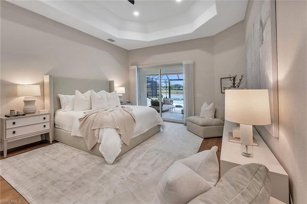 Bedroom, Interior, Recessed Lighting, Water, Wood Texture Flooring