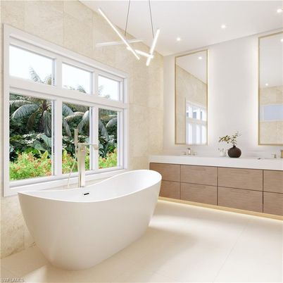 Bathroom, Free Standing Baths, Interior, Pendant Lights, Recessed Lighting