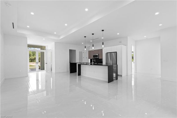 Interior, Kitchen, Pendant Lights, Recessed Lighting, Stainless Steel Appliances