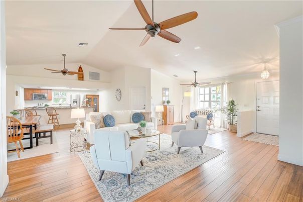 Dining room, Interior, Living room, Pendant Lights, Wood Texture Flooring