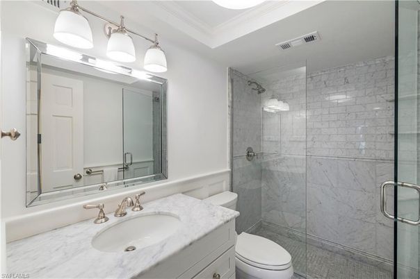 Bathroom, Glass Shower, Interior, Marble Walls