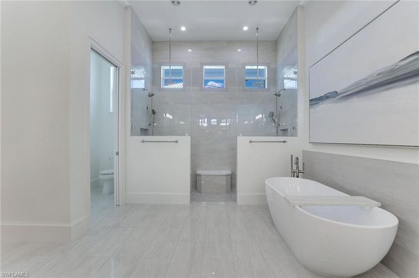 Bathroom, Dual Sink Vanities, Free Standing Baths, Glass Shower, Interior, Recessed Lighting