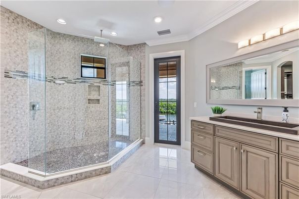 Bathroom, Glass Shower, Interior, Recessed Lighting