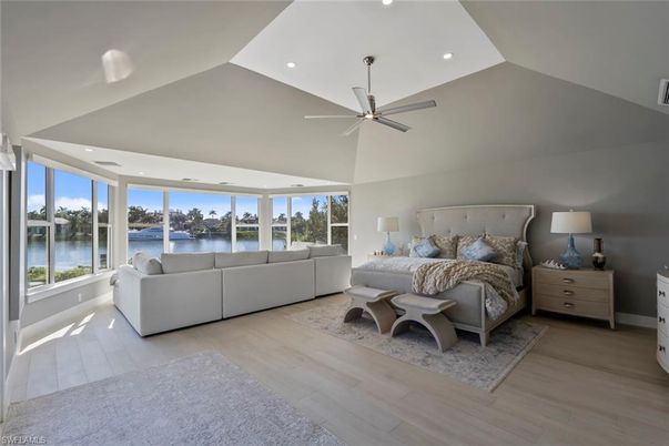 Bedroom, Interior, Recessed Lighting, Water, Wood Texture Flooring