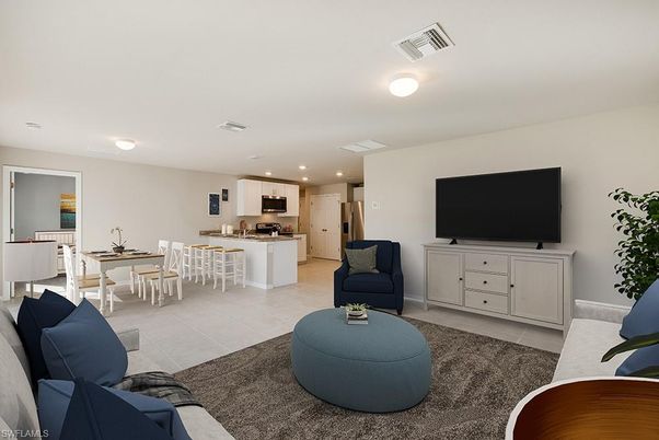 Dining room, Interior, Kitchen, Living room, Recessed Lighting, Stainless Steel Appliances