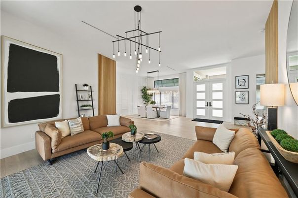Interior, Living room, Pendant Lights, Wood Texture Flooring