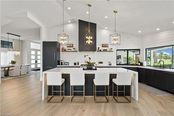 Interior, Kitchen, Pendant Lights, Recessed Lighting, Wood Texture Flooring