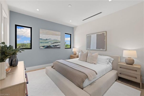 Bedroom, Interior, Marble, Recessed Lighting