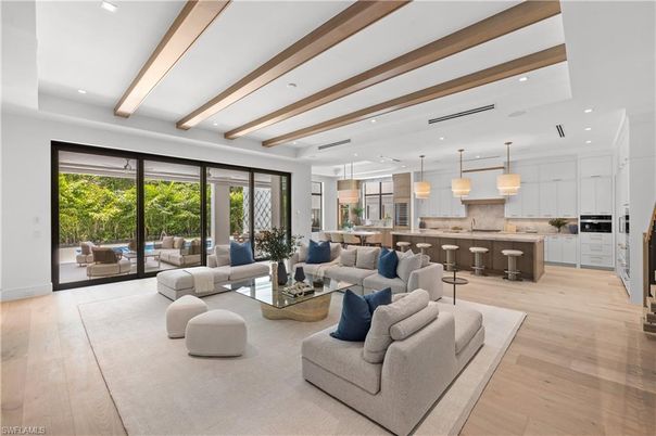 Interior, Kitchen, Living room, Pendant Lights, Recessed Lighting, Stainless Steel Appliances, Wood Texture Flooring