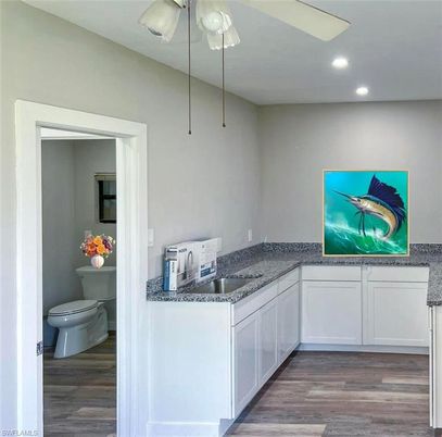 Bathroom, Interior, Recessed Lighting, Wood Texture Flooring