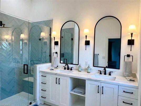 Bathroom, Dual Sink Vanities, Glass Shower, Interior