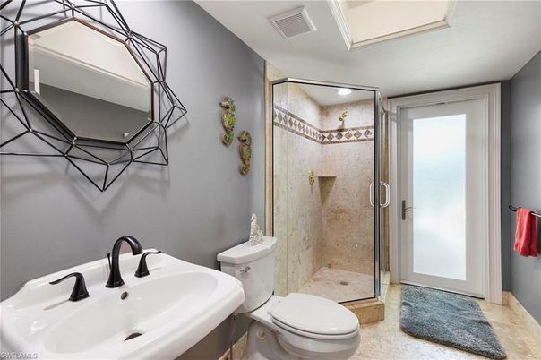 Bathroom, Glass Shower, Interior, Recessed Lighting