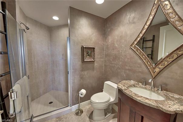 Bathroom, Glass Shower, Interior, Recessed Lighting