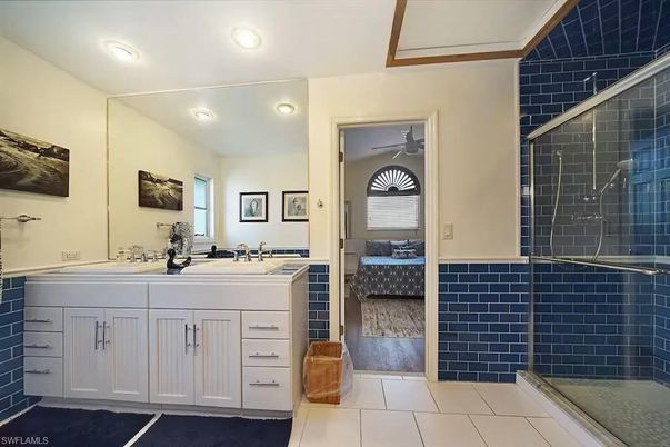Bathroom, Dual Sink Vanities, Glass Shower, Interior, Recessed Lighting