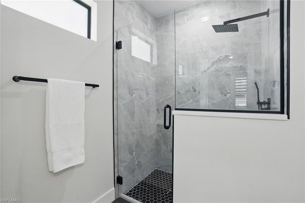 Bathroom, Glass Shower, Interior, Marble Walls