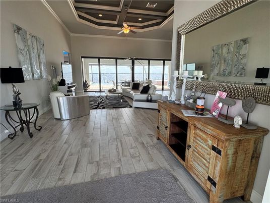 Interior, Living room, Recessed Lighting, Water, Wood Texture Flooring