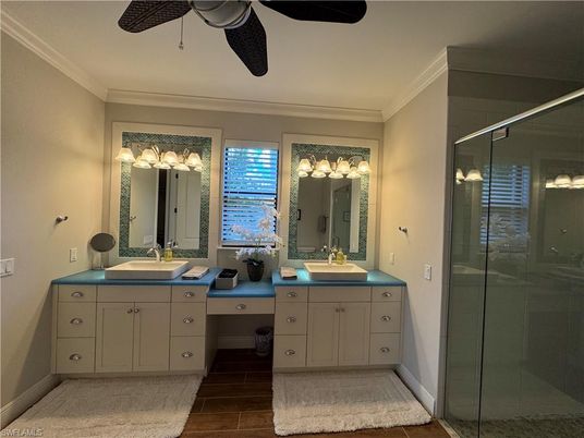 Bathroom, Dual Sink Vanities, Glass Shower, Interior