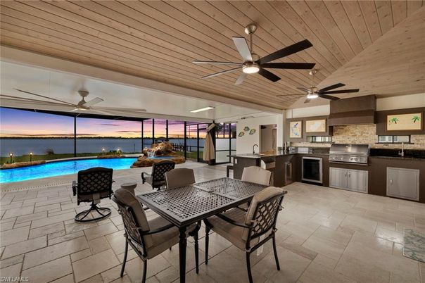 Dining room, Exterior, Pool, Water, Wooden Ceilings