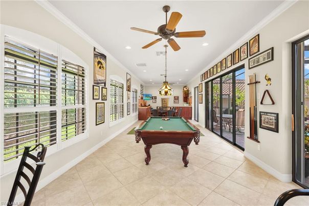 Billiard Table, Game Room, Interior, Pendant Lights, Recessed Lighting