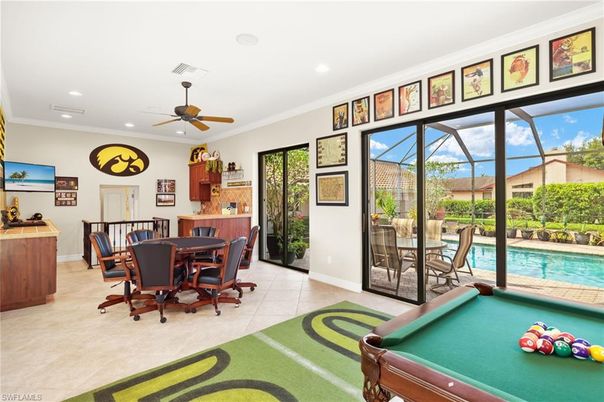 Billiard Table, Dining room, Game Room, Interior, Recessed Lighting, Sun Room