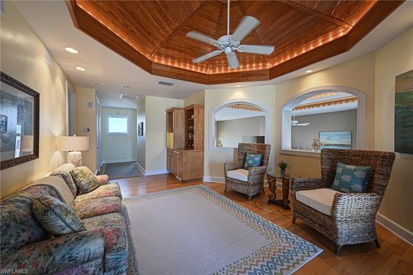 Interior, Living room, Recessed Lighting, Wooden Ceilings, Wood Texture Flooring