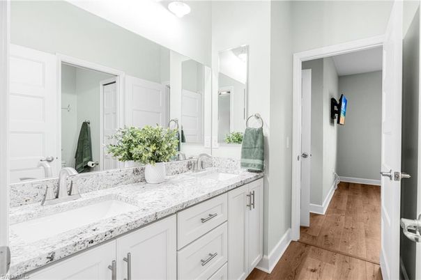 Bathroom, Dual Sink Vanities, Interior, Wood Texture Flooring