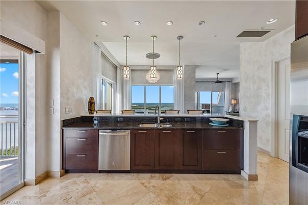 Interior, Kitchen, Pendant Lights, Recessed Lighting, Stainless Steel Appliances, Water